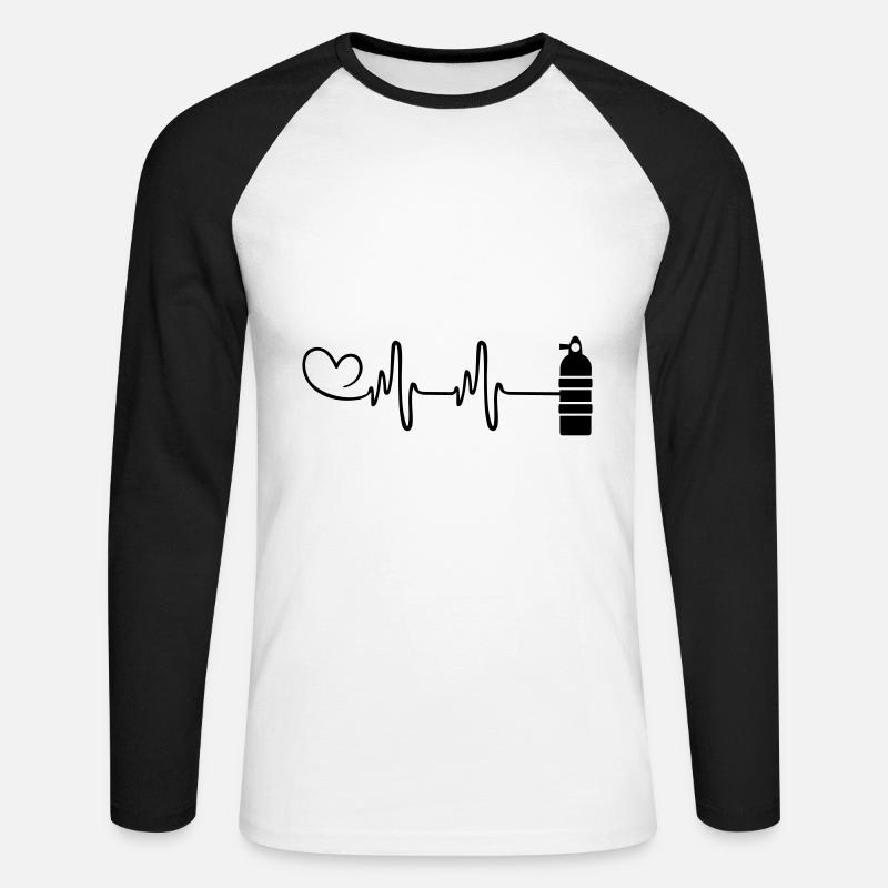 Sauerstoff Tauchen puls herz - Unisex Baseballshirt langarm - Weiß/Schwarz