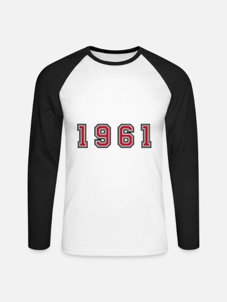 1961 year number - Unisex Long Sleeve Baseball T-Shirt - white/black