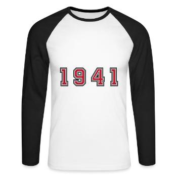1941 year number - Unisex Long Sleeve Baseball T-Shirt - white/black - Front - Nik (191cm)