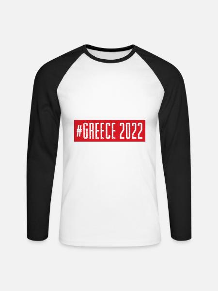Greece 2022 - Unisex Baseballshirt langarm - Weiß/Schwarz