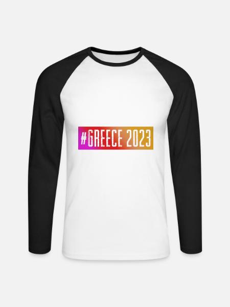Greece 2023 - Unisex Baseballshirt langarm - Weiß/Schwarz