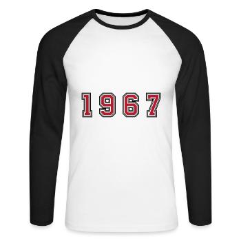 Numéro de l’année 1967 - T-shirt baseball manches longues Homme - blanc/noir - Devant - Nik (191cm)