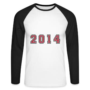 2014 year number - Unisex Long Sleeve Baseball T-Shirt - white/black - Front - Nik (191cm)