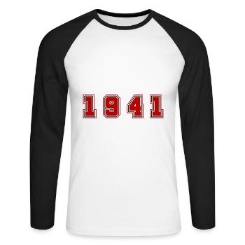 1941 Year Number - Unisex Long Sleeve Baseball T-Shirt - white/black - Front - Nik (191cm)