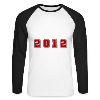 Numéro de l’année 2012 - T-shirt baseball manches longues Homme - blanc/noir - Devant - Nik (191cm)