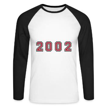 Numéro de l’année 2002 - T-shirt baseball manches longues Homme - blanc/noir - Devant - Nik (191cm)