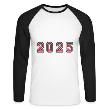 Numéro de l’année 2025 - T-shirt baseball manches longues Homme - blanc/noir - Devant - Nik (191cm)