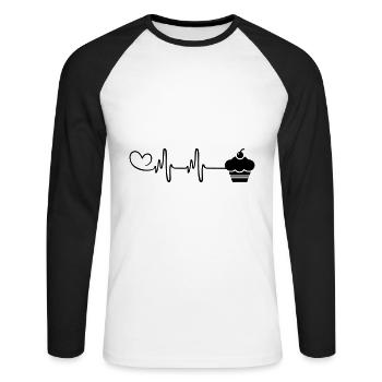 Muffin Pulse Heart Love - T-shirt baseball manches longues Homme - blanc/noir - Devant - Nik (191cm)