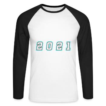2021 Year Number - Unisex Long Sleeve Baseball T-Shirt - white/black - Front - Nik (191cm)