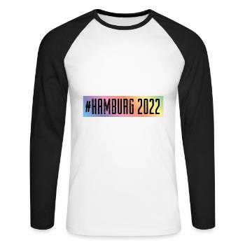 Hambourg 2022 - T-shirt baseball manches longues Homme - blanc/noir - Devant - Nik (191cm)
