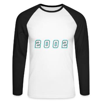 Numéro de l’année 2002 - T-shirt baseball manches longues Homme - blanc/noir - Devant - Nik (191cm)