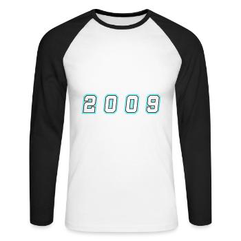 Numéro de l’année 2009 - T-shirt baseball manches longues Homme - blanc/noir - Devant - Nik (191cm)