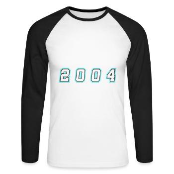 2004 Year Number - Unisex Long Sleeve Baseball T-Shirt - white/black - Front - Nik (191cm)