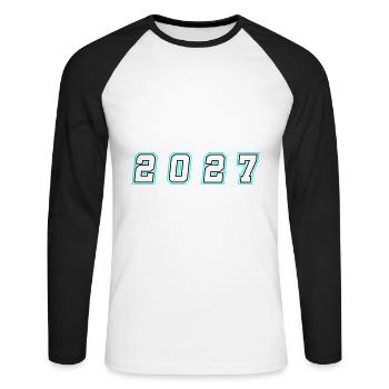 Numéro de l’année 2027 - T-shirt baseball manches longues Homme - blanc/noir - Devant - Nik (191cm)