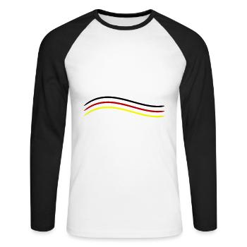 Ligne d'icône de drapeau d'Allemagne - T-shirt baseball manches longues Homme - blanc/noir - Devant - Nik (191cm)