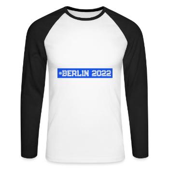 Berlin 2022 - T-shirt baseball manches longues Homme - blanc/noir - Devant - Nik (191cm)