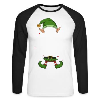 Le plus ancien groupe familial elfe correspondant à Noël - T-shirt baseball manches longues Homme - blanc/noir - Devant - Nik (191cm)