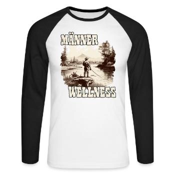 Männer Wellness Angelausflug Angler Geschenk - Unisex Baseballshirt langarm - Weiß/Schwarz - Vorne - Nik (191cm)