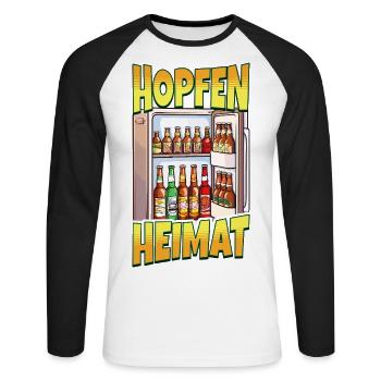 Beer Fridge Beer Bottles Men Drinking Funny - Unisex Long Sleeve Baseball T-Shirt - white/black - Front - Nik (191cm)