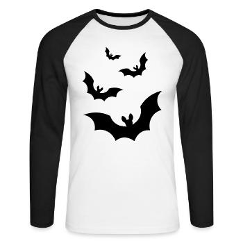 Chauves-souris Halloween / Chauves-souris Halloween / cadeau - T-shirt baseball manches longues Homme - blanc/noir - Devant - Nik (191cm)