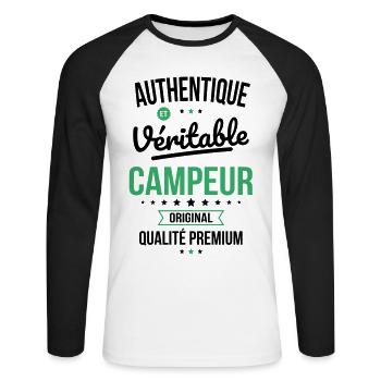 Authentique et véritable campeur - Original - T-shirt baseball manches longues Homme - blanc/noir - Devant - Nik (191cm)