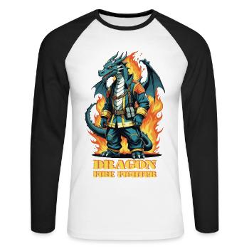 Dragon Fire Brigade - Unisex Long Sleeve Baseball T-Shirt - white/black - Front - Nik (191cm)