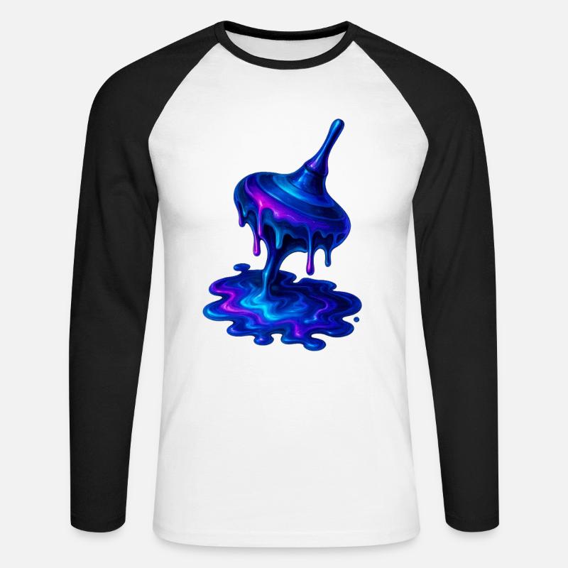 Schmelzender Kreisel Blau Lila - Unisex Baseballshirt langarm - Weiß/Schwarz