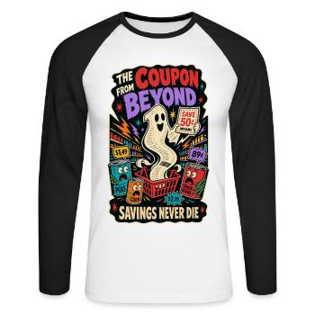 Coupon d’Au-delà – Sparfuchs Horror Humour - T-shirt baseball manches longues Homme - blanc/noir - Devant - Nik (191cm)