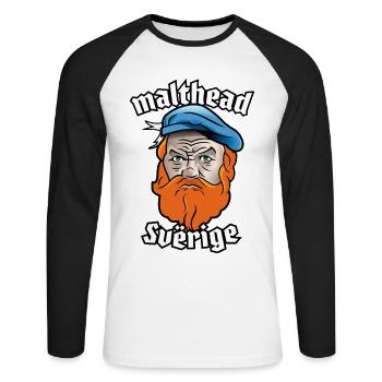 Malthead Sverige - Unisex Long Sleeve Baseball T-Shirt - white/black - Front - Nik (191cm)