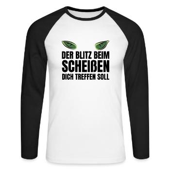 Lustiger Spruch Blitz Scheißen Grün Kobold Gnom - Unisex Baseballshirt langarm - Weiß/Schwarz - Vorne - Nik (191cm)