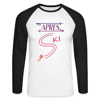 Apres Ski Pistensau Skihase Geschenk - Unisex Baseballshirt langarm - Weiß/Schwarz - Vorne - Nik (191cm)