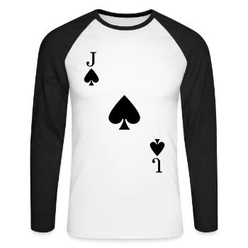Pik Bube Spielkarte Junge Kostüm Kartenspiel - Unisex Baseballshirt langarm - Weiß/Schwarz - Vorne - Nik (191cm)