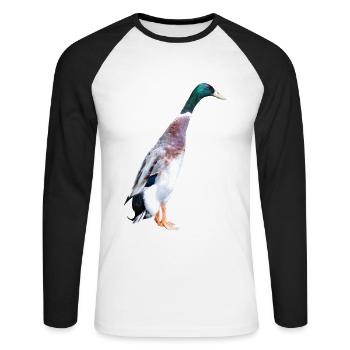 Running ducks are perfect companions for gardeners - Unisex Long Sleeve Baseball T-Shirt - white/black - Front - Nik (191cm)