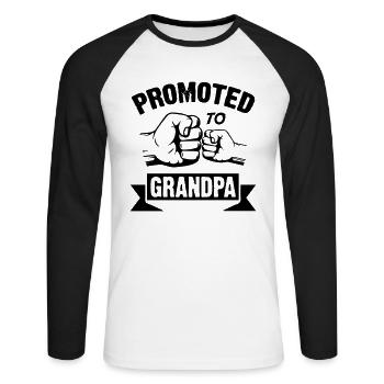 Promoted to Grandpa - Unisex Baseballshirt langarm - Weiß/Schwarz - Vorne - Nik (191cm)