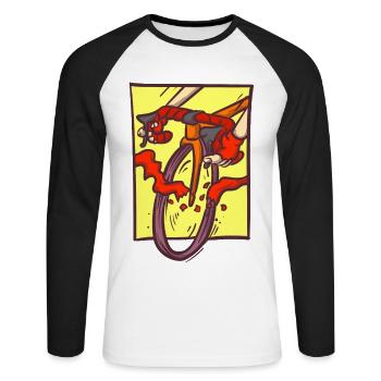 Wenn Radfahrer die Ziellinie berühren - Unisex Baseballshirt langarm - Weiß/Schwarz - Vorne - Nik (191cm)