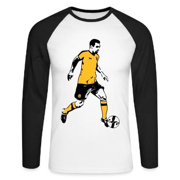 Soccer - T-shirt baseball manches longues Homme - blanc/noir - Devant - Nik (191cm)