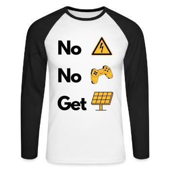 Spiel Strom Spannung Solar Geschenk - Unisex Baseballshirt langarm - Weiß/Schwarz - Vorne - Nik (191cm)