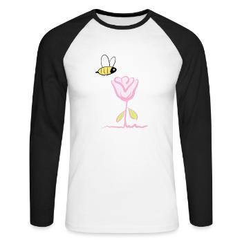 Flower Natural plant Animal Bee - Unisex Long Sleeve Baseball T-Shirt - white/black - Front - Nik (191cm)