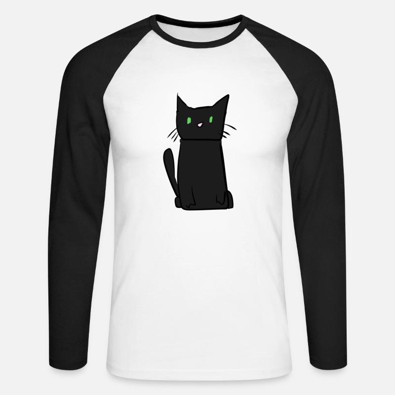 dunkle Katze Tier süß - Unisex Baseballshirt langarm - Weiß/Schwarz