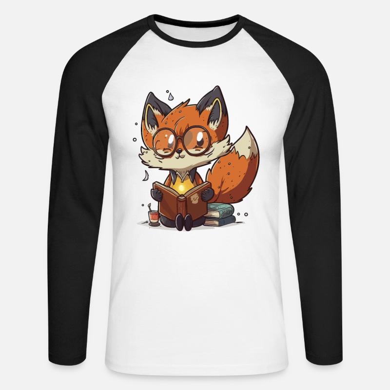 Fox buchen - Unisex Baseballshirt langarm - Weiß/Schwarz