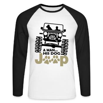 A Hérone His Dog Jeep - T-shirt baseball manches longues Homme - blanc/noir - Devant - Nik (191cm)