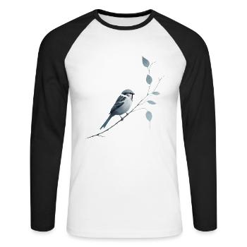 Sparrow on branch - Unisex Long Sleeve Baseball T-Shirt - white/black - Front - Nik (191cm)