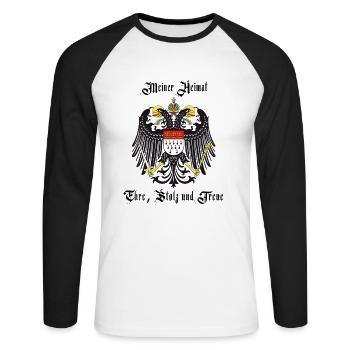Cologne - ma maison, honneur, fierté et loyauté - T-shirt baseball manches longues Homme - blanc/noir - Devant - Nik (191cm)