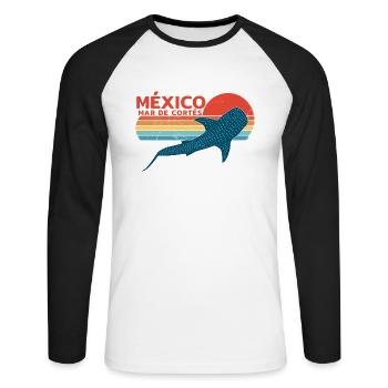 Mexiko Walhai - Unisex Baseballshirt langarm - Weiß/Schwarz - Vorne - Nik (191cm)