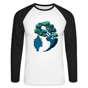 Gespenst Geist Geister Natur Wald Flora Botanik - Unisex Baseballshirt langarm - Weiß/Schwarz - Vorne - Nik (191cm)