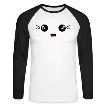 face laughing - Unisex Long Sleeve Baseball T-Shirt - white/black - Front - Nik (191cm)