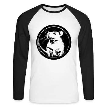 mouse - Unisex Long Sleeve Baseball T-Shirt - white/black - Front - Nik (191cm)