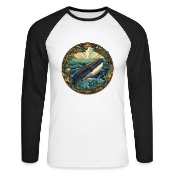 Wal - Unisex Baseballshirt langarm - Weiß/Schwarz - Vorne - Nik (191cm)