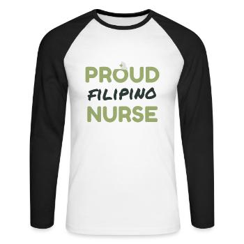 Fière infirmière philippine Philippines - T-shirt baseball manches longues Homme - blanc/noir - Devant - Nik (191cm)
