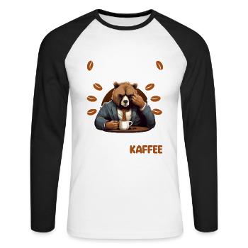 Kaffee Redet Nicht Beruf Job Spruch Morgenmuffel - Unisex Baseballshirt langarm - Weiß/Schwarz - Vorne - Nik (191cm)